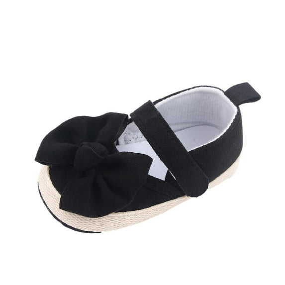 Xfvqtps Infant Girls Walking Shoes Mary Jane Bowknot Cute Princess Non Slip Comfortable Soft Sole Cotton Prewalker Baby Newborn Fashion Crib Shoes Black