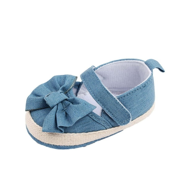 Xfvqtps Infant Girls Walking Shoes Mary Jane Bowknot Cute Princess Non Slip Comfortable Soft Sole Cotton Prewalker Baby Newborn Fashion Crib Shoes Blue
