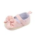 thumbnail image 1 of Xfvqtps Infant Girls Walking Shoes Mary Jane Bowknot Cute Princess Non Slip Comfortable Soft Sole Cotton Prewalker Baby Newborn Fashion Crib Shoes Pink, 1 of 6