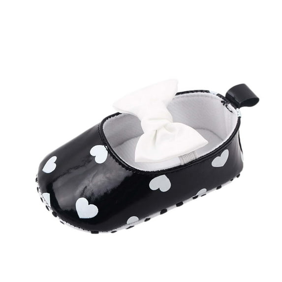Xfvqtps Infant Girls Walking Shoes Mary Jane Love Bowknot Cute Princess Non Slip Soft Sole Artificial Leather Prewalker Toddler Cute Fashion Crib Shoes Black