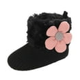 thumbnail image 1 of Xfvqtps Infant Girls Warm Boots Fluffy Plush Flower Knit Non Slip Comfortable Soft Sole Cotton Prewalker Toddler Shoes Baby Girls Cute Shoes Black, 1 of 6