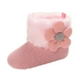 thumbnail image 1 of Xfvqtps Infant Girls Warm Boots Fluffy Plush Flower Knit Non Slip Comfortable Soft Sole Cotton Prewalker Toddler Shoes Baby Girls Cute Shoes Pink, 1 of 6