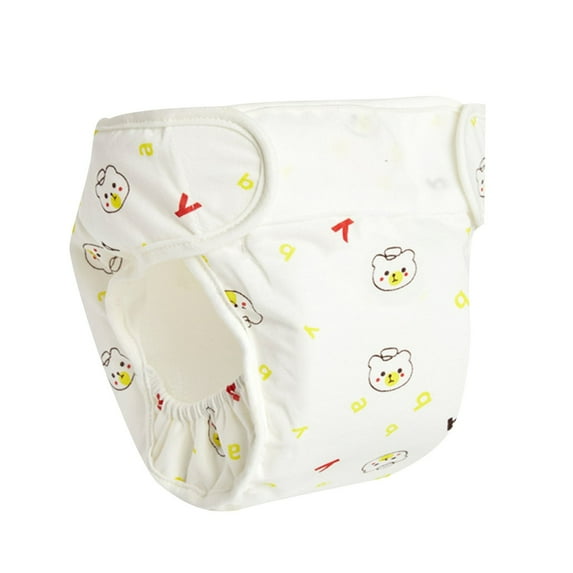 Xfvqtps Infant Toddler Unisex Training Underwear Potty Pee Training Panties Breathable Cotton Soft Hook and Loop Bloomer Diaper Covers for 0-12 Months Yellow