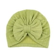 thumbnail image 1 of Xfvqtps Infant Turban Hat Knit Bowknot Cute Kawaii Solid Color Stretch Comfortable Warm Windproof Coldproof Fall Soft Skull Cap Green, 1 of 3