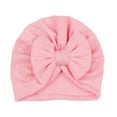 thumbnail image 1 of Xfvqtps Infant Turban Hat Knit Bowknot Cute Kawaii Solid Color Stretch Comfortable Warm Windproof Coldproof Fall Soft Skull Cap Pink, 1 of 3