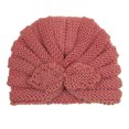 thumbnail image 1 of Xfvqtps Infant Turban Hat Knit Bowknot Solid Color Stretch Comfortable Warm Windproof Coldproof Fall Winter Soft Skull Cap Watermelon Red, 1 of 3