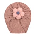 thumbnail image 1 of Xfvqtps Infant Turban Hat Knit Flower Cute Kawaii Stretch Comfortable Warm Windproof Coldproof Fall Soft Skull Cap Coffee, 1 of 4