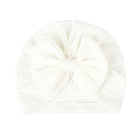 Xfvqtps Infant Turban Hat Mesh Bowknot Cute Kawaii Sweet Solid Color Stretch Comfortable Warm Windproof Fall Soft Skull Cap White