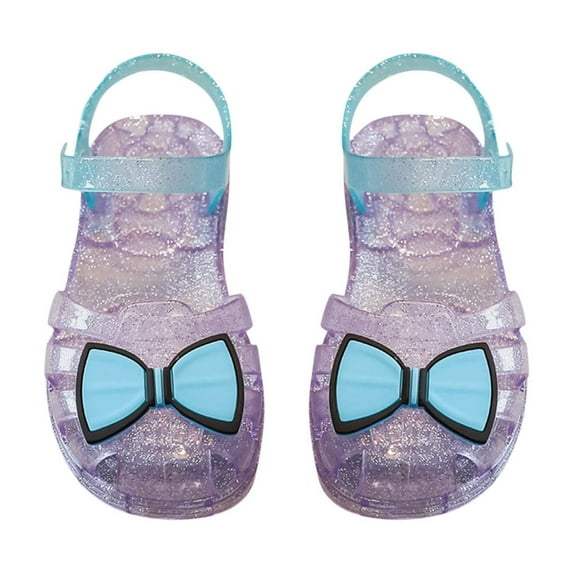 Xfvqtps Jelly Sandals for Girls Fisherman Gladiator Closed Toe Hollow out Hook and Loop Bow Shape Decor Flash Waterproof Beach Travel Flat Sandals for Toddler Little Kid Big Kid Purple