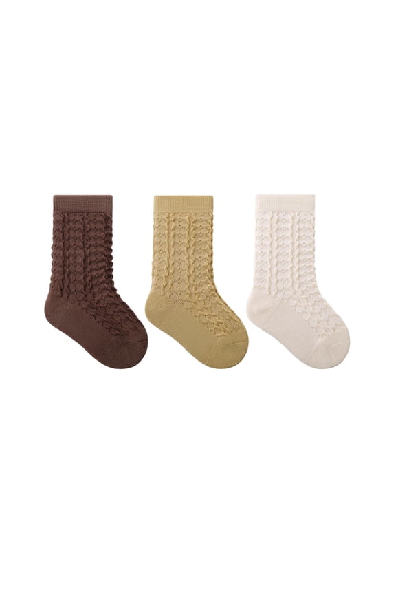 Kids Baby Infant Toddler Newborn Cute Socks Ribbed Pattern Solid Color Simplicity Mid Tube Thickened Comfortable Elastic Soft Warm Winter Cotton Socks for 0-8 Years Yellow