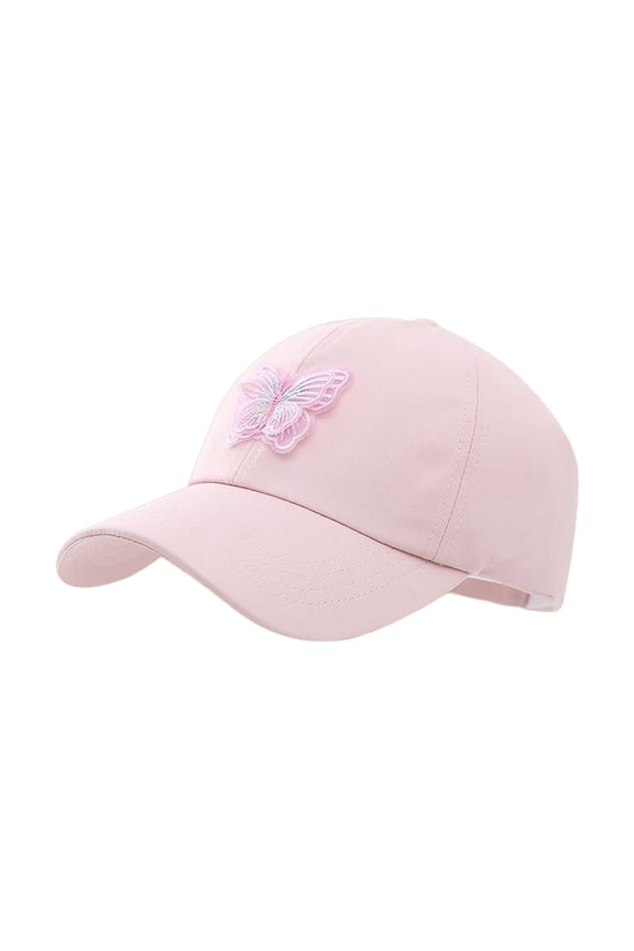 Kids Baseball Hat Adjustable Butterfly Embroidery Sun Protection Summer Baseball Cap for Girls