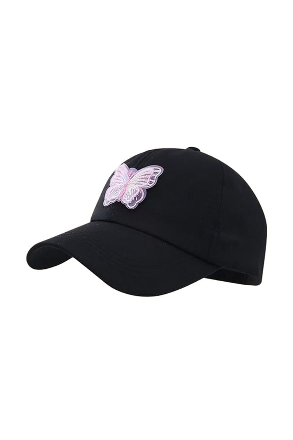 Kids Baseball Hat Adjustable Butterfly Embroidery Sun Protection Summer Baseball Cap for Girls