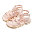 thumbnail image 1 of Xfvqtps Kids Boys Girls Gladiator Sandals Open Toe Hook and Loop Straps Thick Soft Sole Flats Summer Shoes, 1 of 8