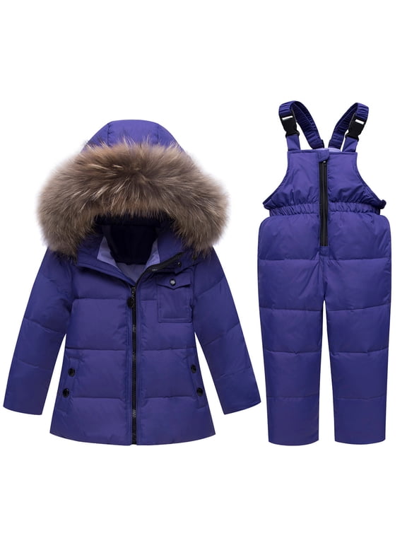 Down Jacket and Pant Set Snowsuit Snowboarding Suit Detachable Hooded Coat and Overalls Waterproof Windproof Outdoor Winter Warm Ski Suits Purple