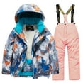 thumbnail image 1 of Xfvqtps Ski Jacket and Pant Set Snowsuit Snowboarding Suit Hooded Fleece Lined Coat Adjustable Overalls Waterproof Windproof Winter Ski Suits Pink, 1 of 4