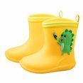 thumbnail image 1 of Xfvqtps Kids Child Rain Boots Cute Cartoon Dinosaur Decor Mid Calf Waterproof Non Slip Light up Rubber Sole Garden Shoes Outdoor EVA Rain Shoes for 1-9 Years Yellow, 1 of 3