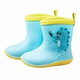 thumbnail image 1 of Xfvqtps Kids Child Rain Boots Cute Cartoon Dinosaur Decor Mid Calf Waterproof Non Slip Light up Rubber Sole Garden Shoes Outdoor EVA Rain Shoes for 1-9 Years Blue, 1 of 3