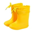 thumbnail image 1 of Xfvqtps Kids Child Rain Boots with an Elastic Boot Collar Adjustable Drawstring Solid Color Waterproof Non Slip Light up Rubber Sole Garden Shoes Outdoor EVA Rain Shoes for 2-9 Years Yellow, 1 of 4