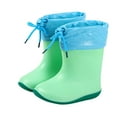 thumbnail image 1 of Xfvqtps Kids Child Rain Boots with an Elastic Boot Collar Adjustable Drawstring Solid Color Waterproof Non Slip Light up Rubber Sole Garden Shoes Outdoor EVA Rain Shoes for 2-9 Years Green, 1 of 4