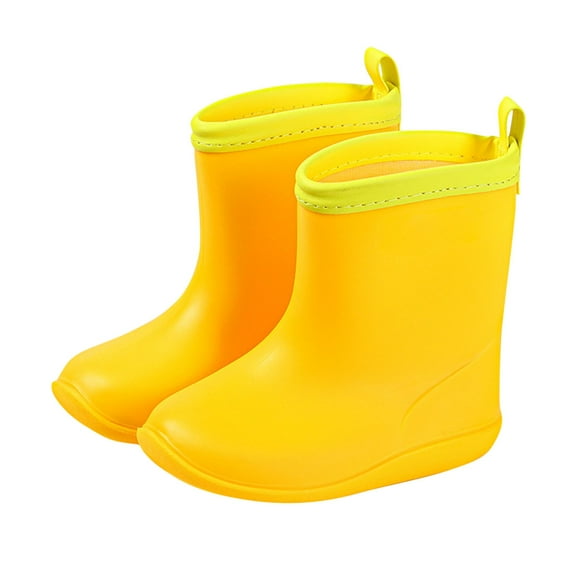 Xfvqtps Kids Child Rain Boots Solid Color Colorful Waterproof Non Slip Light up Rubber Sole Garden Shoes Outdoor EVA Rain Shoes for 2-9 Years Yellow