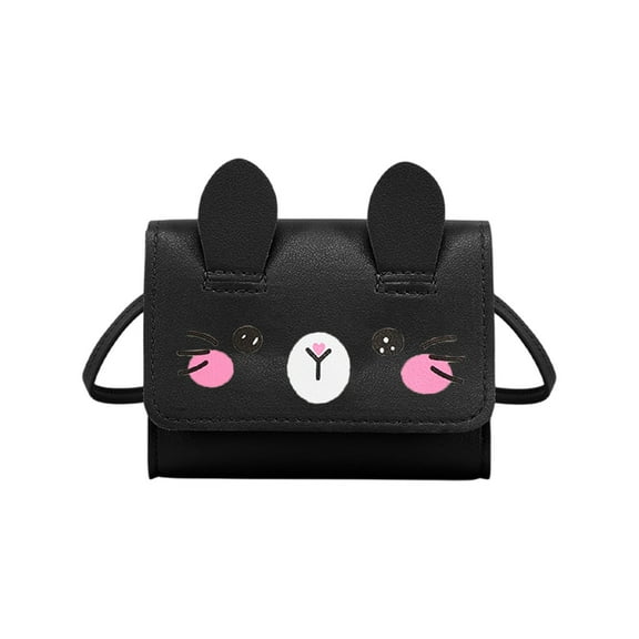 Xfvqtps Coin Purse Mini Small Wallet Cute Cartoon Style Shoulder Crossbody Bag Black