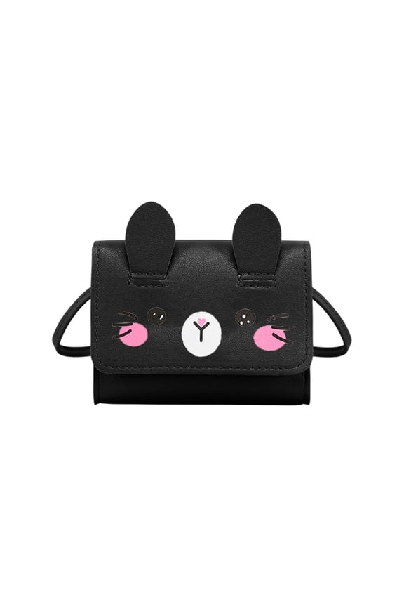 Coin Purse Mini Small Wallet Cute Cartoon Style Shoulder Crossbody Bag Black