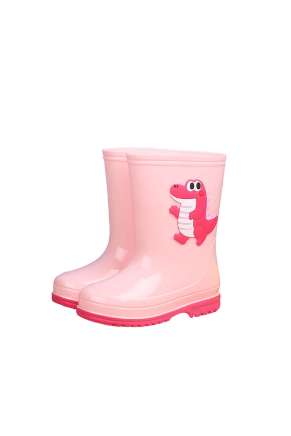 Kids Dinosaur Print Rain Boots Waterproof Non-Slip Rubber Shoes for Boys Girls Outdoor Play Home Garden Fun Footwear