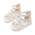 thumbnail image 1 of Xfvqtps Kids Girls Gladiator Sandals Back Zipper Rhinestone Bow High Top Open Toe Thick Bottom Soft Sole Non Slip Comfortable Breathable Summer Casual Wedding Party Dressy Shoes Beige, 1 of 9
