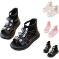 thumbnail image 1 of Xfvqtps Kids Girls Gladiator Sandals Back Zipper Rhinestone Bow High Top Open Toe Thick Bottom Soft Sole Non Slip Comfortable Breathable Summer Casual Wedding Party Dressy Shoes Pink, 1 of 7