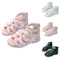 thumbnail image 1 of Xfvqtps Kids Girls Gladiator Sandals Bow Back Zipper Open Toe Thick Bottom High Top Soft Sole Non Slip Comfortable Breathable Summer Sweet Casual Wedding Party Dressy Shoes Pink, 1 of 9