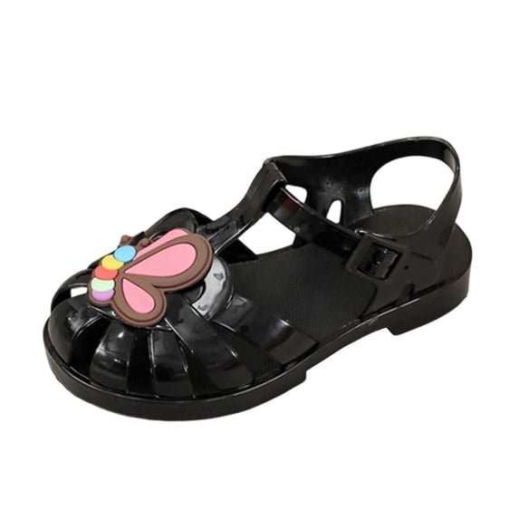 Xfvqtps Kids Girls Jelly Sandals Closed Toe Princess Flat Summer Beach Waterproof Fisherman Gladiator Sandals