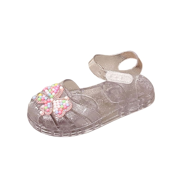 Xfvqtps Kids Girls Jelly Sandals Closed Toe Princess Flat Summer Beach Waterproof Fisherman Gladiator Sandals