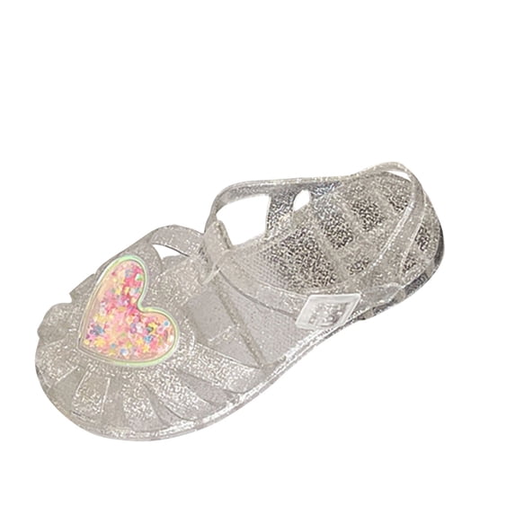 Xfvqtps Kids Girls Jelly Sandals Closed Toe Princess Flat Summer Beach Waterproof Fisherman Gladiator Sandals