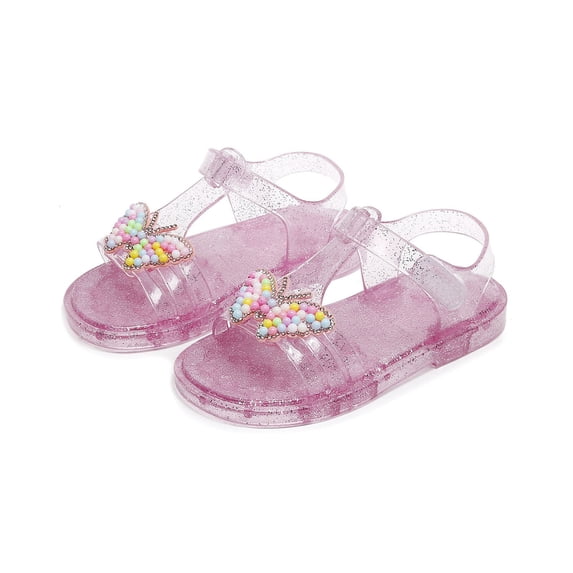 Xfvqtps Kids Girls Jelly Sandals Open Toe Princess Flat Summer Beach Waterproof Fisherman Gladiator Sandals