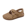 thumbnail image 1 of Xfvqtps Kids Girls Sandals Closed Toe Hollow out Hook and Loop Cross Straps Soft Sole Flat Summer Sandals, 1 of 9
