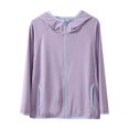 thumbnail image 1 of Xfvqtps Kids Light Jacket Cooling Sun Protection Hoodie Full Zip up Long Sleeve Summer Shirts UV for Outdoor Hiking Athletic Running Purple, 1 of 6