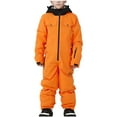 thumbnail image 1 of Xfvqtps One Piece Snowsuits Snowboarding Suit Hooded Multiple Pockets Zipper Waterproof Windproof Outdoor Winter Ski Suits Jumpsuits Orange, 1 of 7
