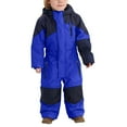 thumbnail image 1 of Xfvqtps One Piece Snowsuits Snowboarding Suit Hooded Zippered Pocket Keep Warm Color Blocking Waterproof Windproof Outdoor Winter Ski Suits Jumpsuits Blue, 1 of 9