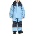 thumbnail image 1 of Xfvqtps Ski Jacket and Pant Set Snowsuits Snowboarding Suit Reflective Strip Hooded Keep Warm Color Blocking Waterproof Windproof Outdoor Winter Ski Suits Jumpsuits Sky Blue, 1 of 9