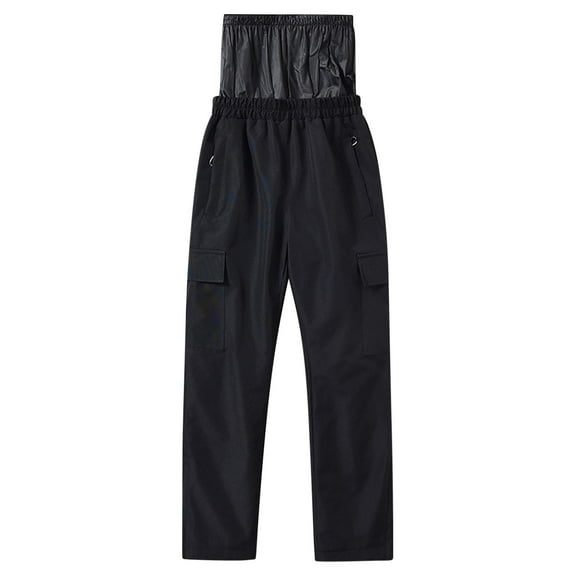 Xfvqtps Snow Pants with Detachable Shoulder Strap Ski Bibs Snowboarding Raise Waistband Solid Color Pockets Warm Waterproof Winter Overalls Black