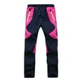 thumbnail image 1 of Xfvqtps Snow Pants Plush Lined Waist Elastic Zipper Pockets Color Blocking Thermal Warm Waterproof Winter Trouser Pants Hot Pink, 1 of 6