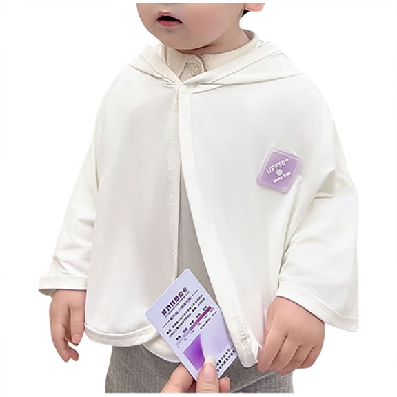 Xfvqtps Kids Sun Protection Clothing Cape Cooling Thin Breathable Ice Silk Summer Sunscreen Clothing for Outdoor Beach White