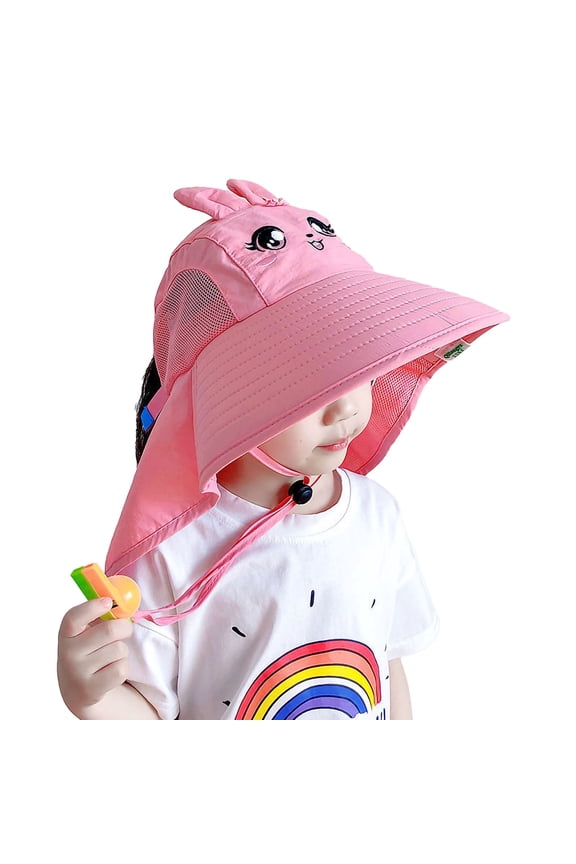 Kids Sun Visor Hat with Neck Flap Mesh Breathable Wide Brim Adjustable Strap Sun Protection Foldable Packale Summer Sun Beach Cap