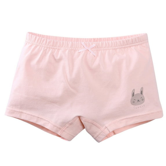 Xfvqtps Kids Toddler Little Girls Pink Underwear Boxer Briefs Cotton Soft Rabbit Print Bow Panties for Girls 3-10 Years Pink-01