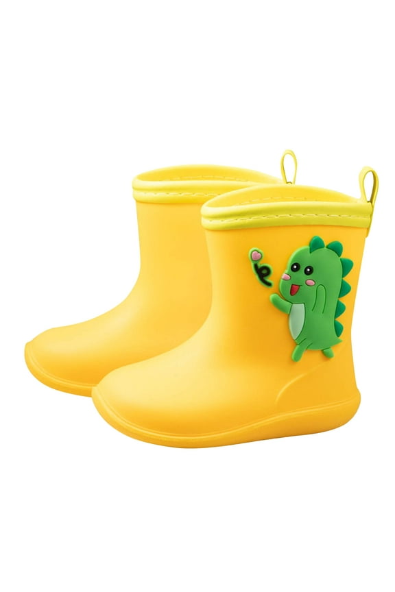 Kids Toddler Rain Boots Cute Animal Cartoon Dinosaur Colorful Non Slip Waterproof Lightweight Durable PVC Rain Shoes for Boys and Girls Yellow