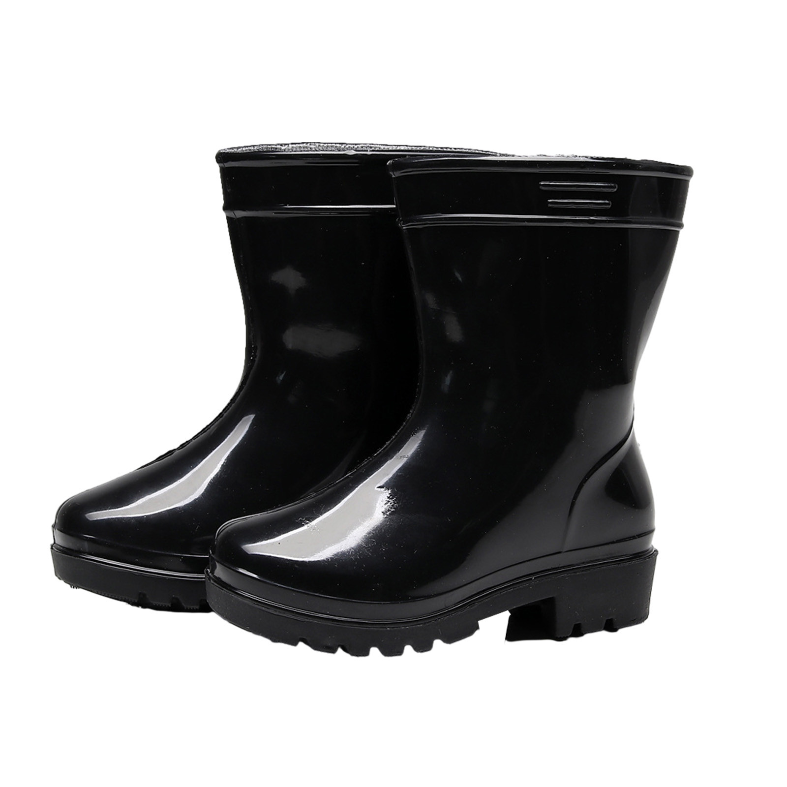 Xfvqtps Kids Toddler Rain Boots Unisex Solid Color Simplicity Low Heel Rubber Sole Non Slip Waterproof Lightweight Durable Plastic Rain Shoes for Children Boys and Girls Black