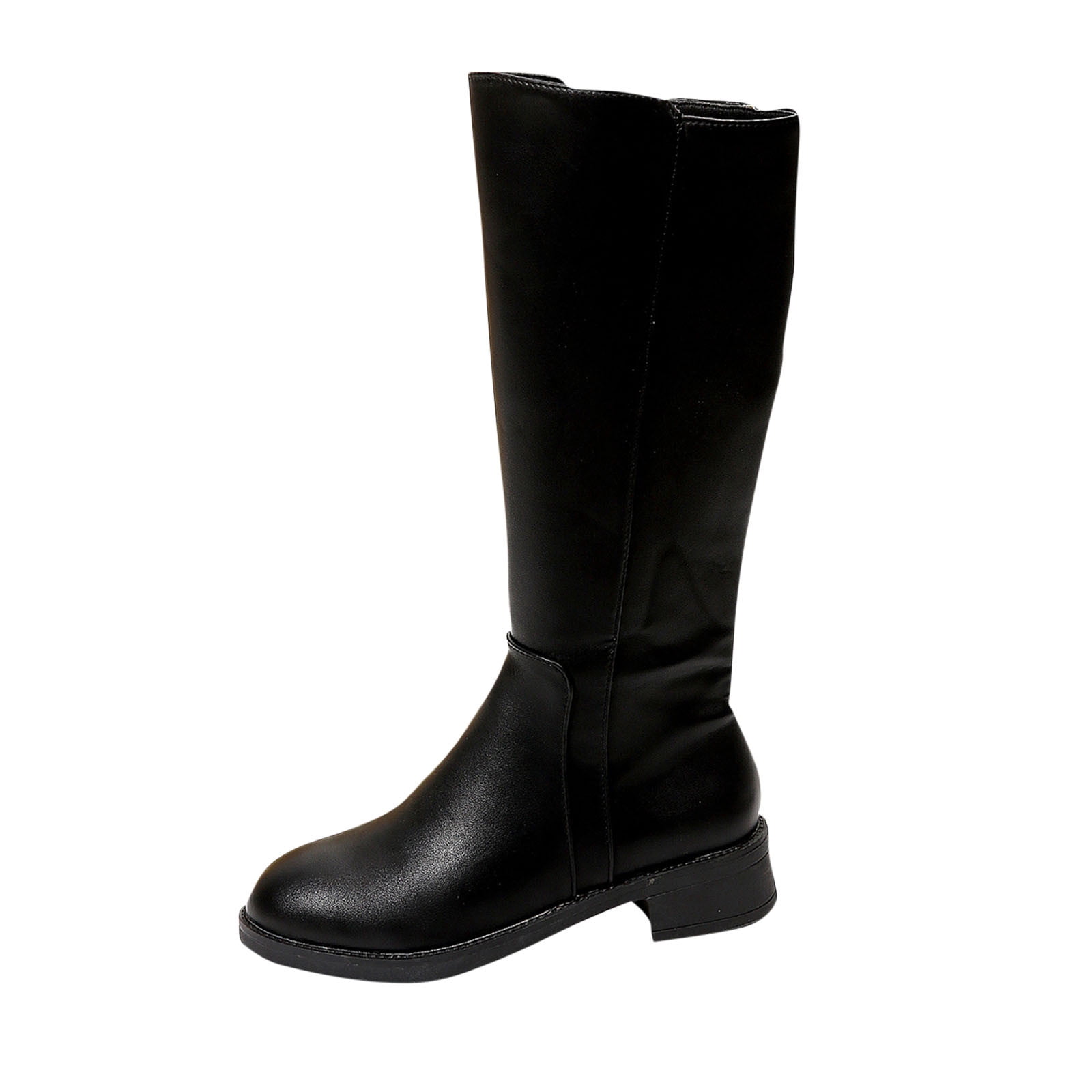 Xfvqtps Knee High Boots for Women Back Zipper Round Toe Block Low
