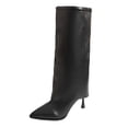 thumbnail image 1 of Xfvqtps Knee High Boots for Women Fold over Stiletto High Heeled Pointed Toe Faux Leather Tall Boots, 1 of 9