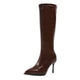 thumbnail image 1 of Xfvqtps Knee High Boots for Women Side Zipper Stiletto High Heeled Pointed Toe Faux Leather Tall Boots, 1 of 9