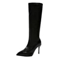 thumbnail image 1 of Xfvqtps Knee High Boots for Women Side Zipper Stiletto High Heeled Pointed Toe Faux Leather Tall Boots, 1 of 9
